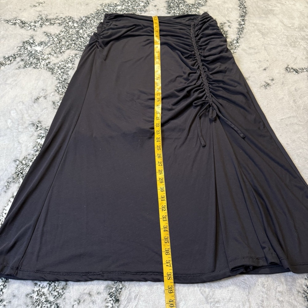 Kiyonna Skirt Womens Size 1/0X Black Ruched Ponte Knit Midi Stretch Lined - Picture 4 of 8